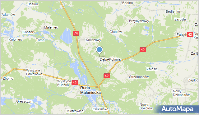 mapa Dęba-Kolonia, Dęba-Kolonia na mapie Targeo